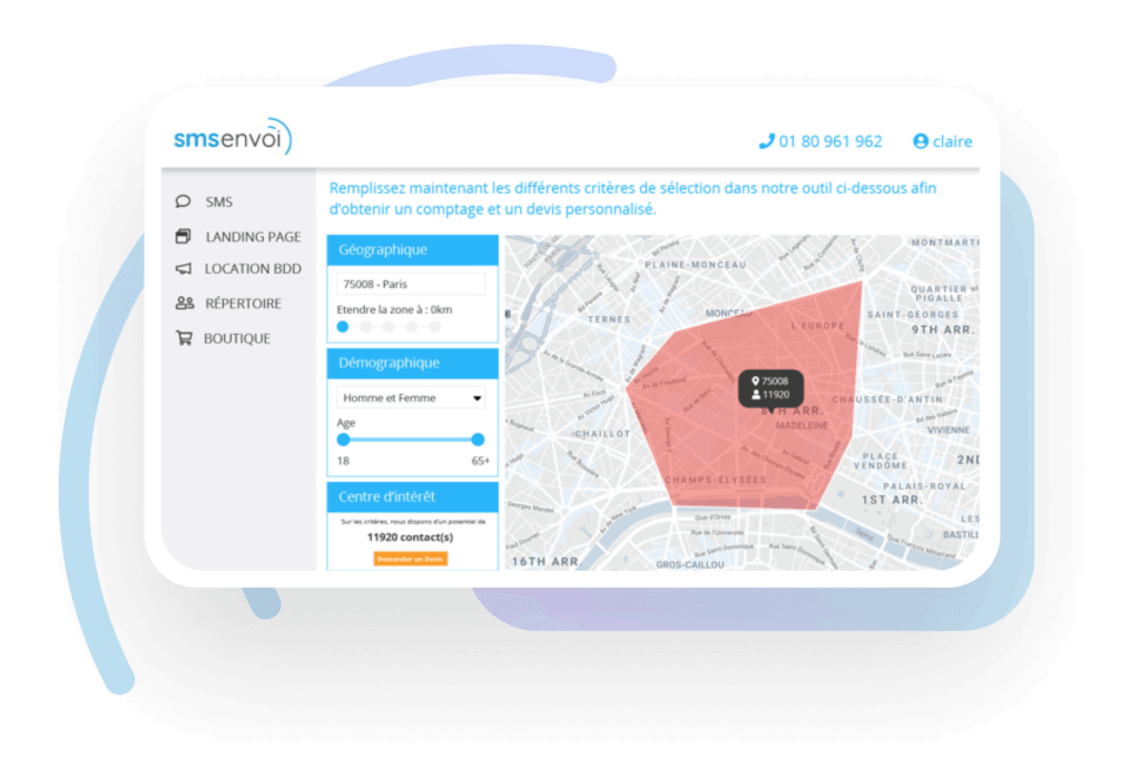 location de base de données SMS